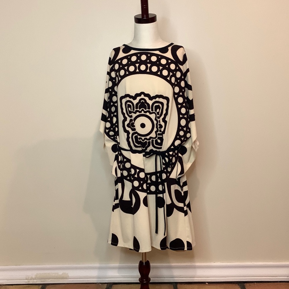 Unique Print Dress with Tie